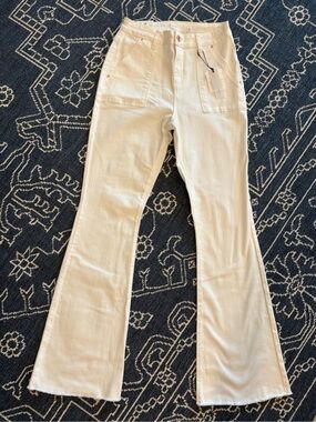 High-Rise White Flare Jeans by A Loves A